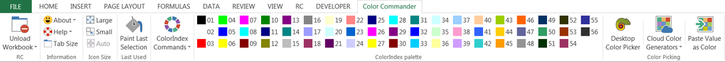 Excel Color Commander ribbon